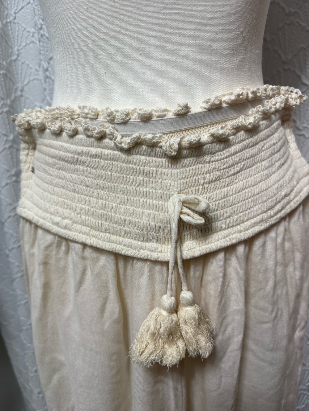 Surf Gypsy Cream Wide-Leg Pants with Tassel Detail - Picture 2 of 5